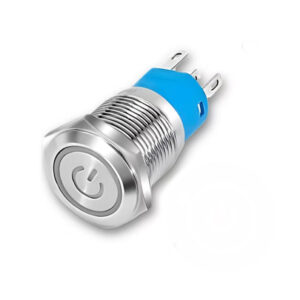 Heavy Metal Switch 16 mm 12-24V Push to On Blue