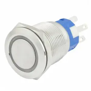 Heavy Metal Switch 22 mm 12-24V Push to On Blue
