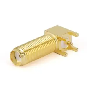 SMA Female Right angle Bulkhead PCB Mount 14mm Connector, 6GHz