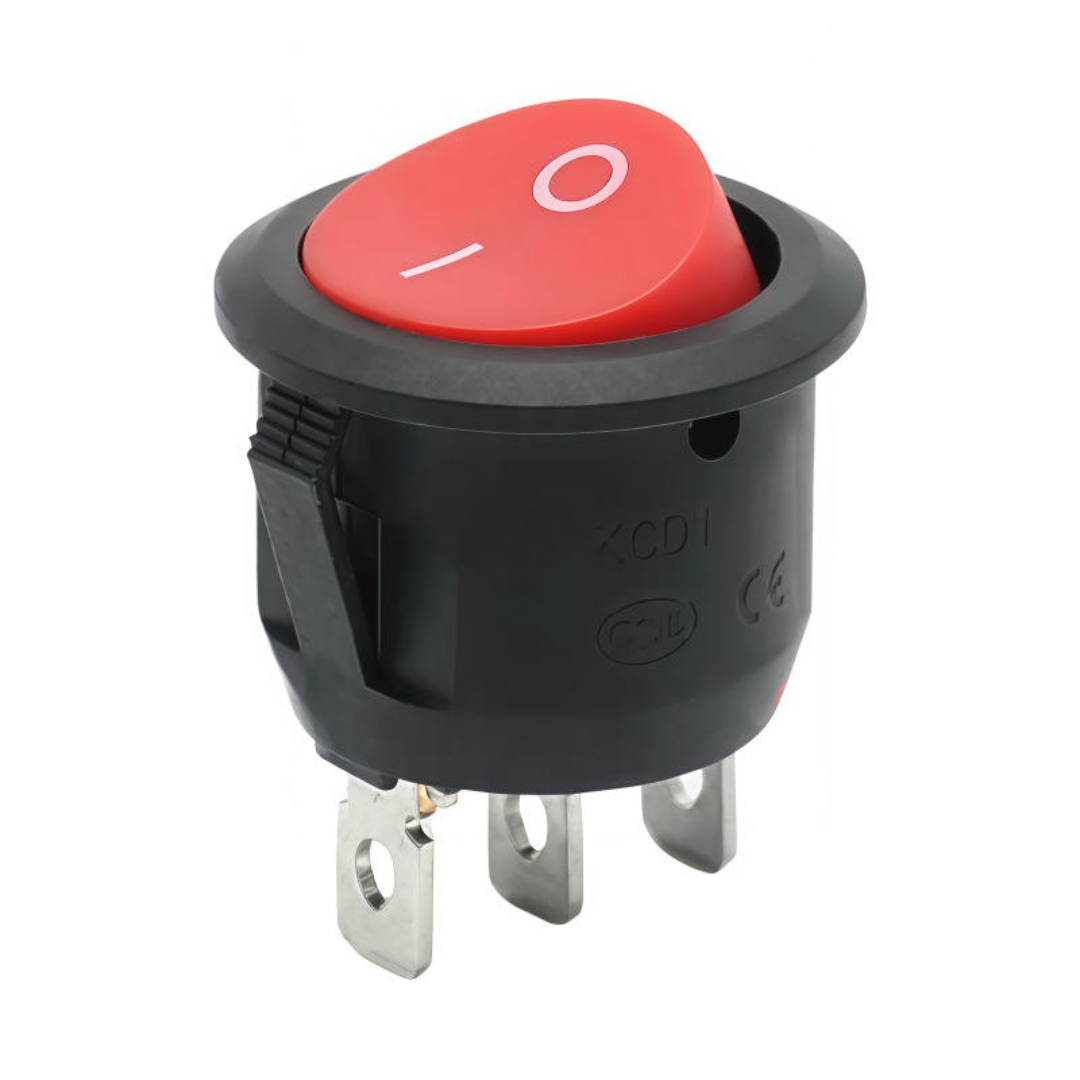 3 Pin Round Rocker Switch Red